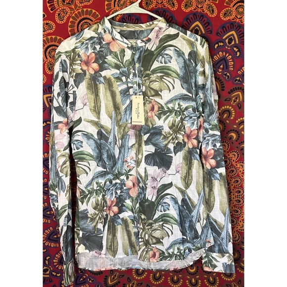 TINTORIA MATTEI‎ Italy Floral Tropical Fit 40 15.5 Dress Shirt AllSeasons Cotton